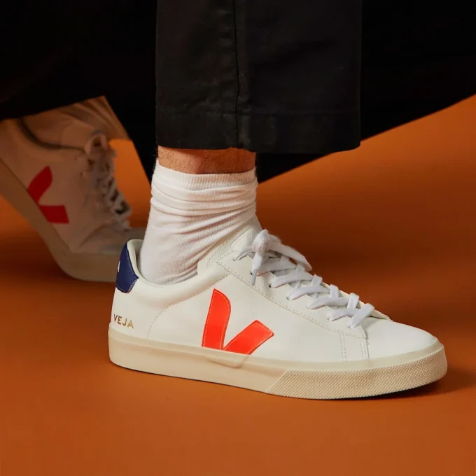 Campo Leather Bianco Arancione Fluo Campo Leather Bianco Arancione Fluo