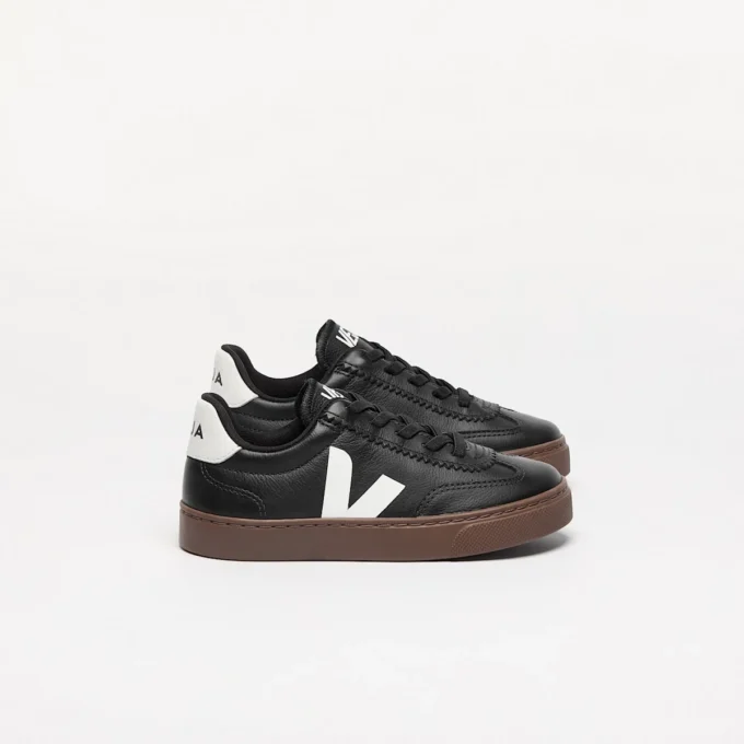 Volley Lacci elastici Pelle Nero Bianco Corteccia Volley Lacci elastici Pelle Nero Bianco Corteccia